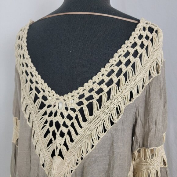 Umgee Women's Shirt Boho Embroidered Size XL Sheer cotton polyester blend long - Picture 5 of 9